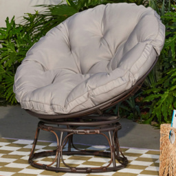Home Detail Monica Brown and Grey Swivel Papasan Chair - Size: 1 Seater - Wilko