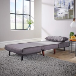 Home Source Morella Single Seater Grey Velvet Folding Sofa Bed with Pillow - Wilko - thumbnail 6