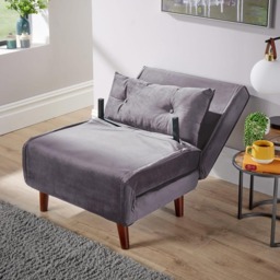 Home Source Morella Single Seater Grey Velvet Folding Sofa Bed with Pillow - Wilko - thumbnail 7