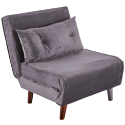 Home Source Morella Single Seater Grey Velvet Folding Sofa Bed with Pillow - Wilko - thumbnail 3