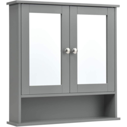 Costway Grey Adjustable Wooden Hanging Medicine Organizer with Mirror - Size: 64 x 34 x 13cm - Wilko - thumbnail 4