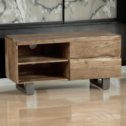 Brooklyn Barima 2 Door 2 Shelf Wooden TV Unit - Brown - Wilko - thumbnail 1