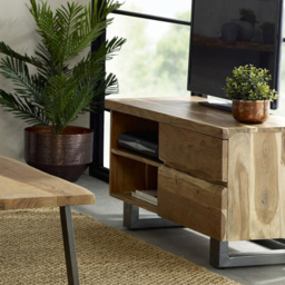 Brooklyn Barima 2 Door 2 Shelf Wooden TV Unit - Brown - Wilko - thumbnail 7