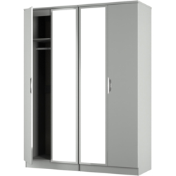 Crowndale Camden 4 Door Grey Gloss and Dusk Grey Mirrored Wardrobe Ready Assembled - Grey Gloss & Dusk Grey - Wilko - thumbnail 5