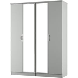 Crowndale Camden 4 Door Grey Gloss and Dusk Grey Mirrored Wardrobe Ready Assembled - Grey Gloss & Dusk Grey - Wilko - thumbnail 4