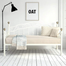 OAT Home Mayfair Single White and Brass and Black Guest Trundle Metal Day Bed - Wilko - thumbnail 6