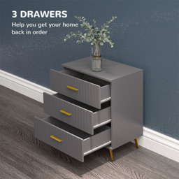 Portland 3 Drawer Chest of Drawers with Aluminium Legs - Grey - Wilko - thumbnail 7