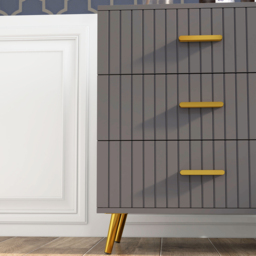 Portland 3 Drawer Chest of Drawers with Aluminium Legs - Grey - Wilko - thumbnail 4