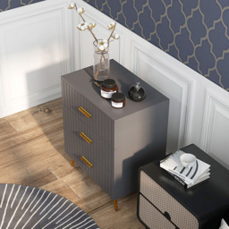 Portland 3 Drawer Chest of Drawers with Aluminium Legs - Grey - Wilko - thumbnail 6