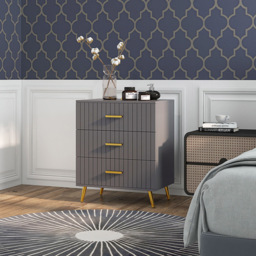 Portland 3 Drawer Chest of Drawers with Aluminium Legs - Grey - Wilko - thumbnail 5