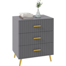 Portland 3 Drawer Chest of Drawers with Aluminium Legs - Grey - Wilko - thumbnail 3