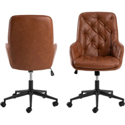 Florence Erik Brandy PU Gas Lift Desk Chair - Size: 106 x 60 x 67.5cm - Brown - Furniture To Go - Wilko - thumbnail 3