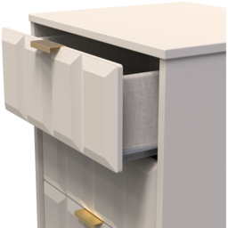 Crowndale Cube 5 Drawer Matt Kashmir Narrow Chest of Drawers Ready Assembled - Cream - Wilko - thumbnail 7