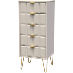 Crowndale Cube 5 Drawer Matt Kashmir Narrow Chest of Drawers Ready Assembled - Cream - Wilko - thumbnail 3