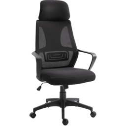 Portland Black High Mesh Back Swivel Office Chair - Size: 64 x 58 x 126cm - Wilko - thumbnail 3