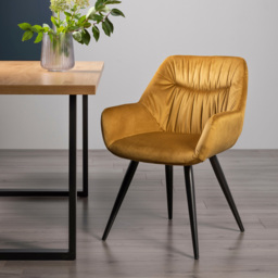 Bentley Designs Dali Set of 2 Mustard Velvet Fabric Upholstered Chair - Yellow - Wilko - thumbnail 7