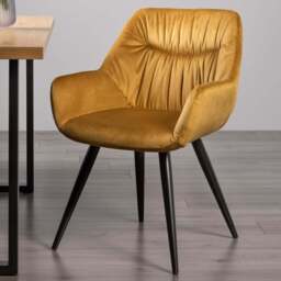 Bentley Designs Dali Set of 2 Mustard Velvet Fabric Upholstered Chair - Yellow - Wilko