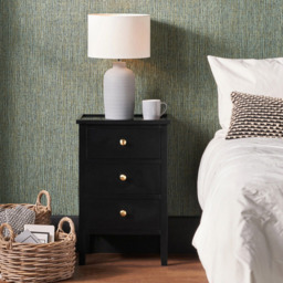 Pacific Lifestyle Chelmsford 3 Drawer Satin Black Pine Wood Bedside Table - Wilko - thumbnail 4