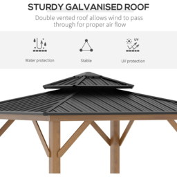 Outsunny 3.4 x 3.4cm 2-Tier Black Wood Frame Hardtop Gazebo - Size: 3.5 x 3.5m - Wilko - thumbnail 6