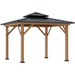 Outsunny 3.4 x 3.4cm 2-Tier Black Wood Frame Hardtop Gazebo - Size: 3.5 x 3.5m - Wilko - thumbnail 3