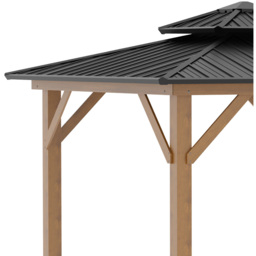 Outsunny 3.4 x 3.4cm 2-Tier Black Wood Frame Hardtop Gazebo - Size: 3.5 x 3.5m - Wilko - thumbnail 4