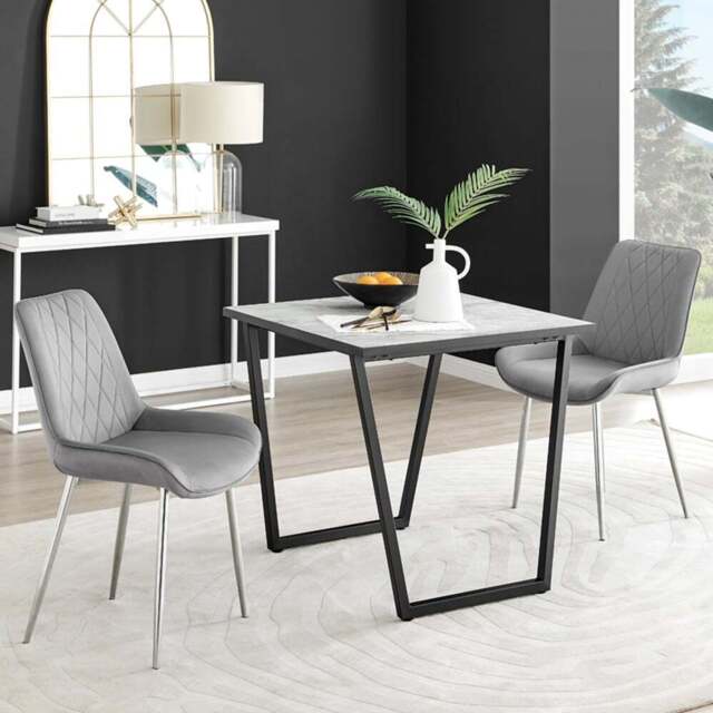 Furniturebox Copeland Cesano Marble Effect 2 Seater Dining Set White Grey and Chrome - Wilko - image 1