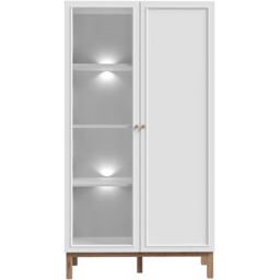 Florence Wensley 2 Door Light Grey and Oak Glass Display Cabinet with LED Lighting - Size: 184.6 x 99.9 x 41.7cm - Multi - Furniture To Go - Wilko - thumbnail 5