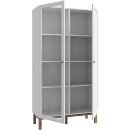 Florence Wensley 2 Door Light Grey and Oak Glass Display Cabinet with LED Lighting - Size: 184.6 x 99.9 x 41.7cm - Multi - Furniture To Go - Wilko - thumbnail 4