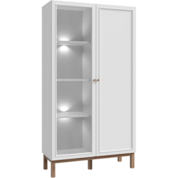 Florence Wensley 2 Door Light Grey and Oak Glass Display Cabinet with LED Lighting - Size: 184.6 x 99.9 x 41.7cm - Multi - Furniture To Go - Wilko - thumbnail 3