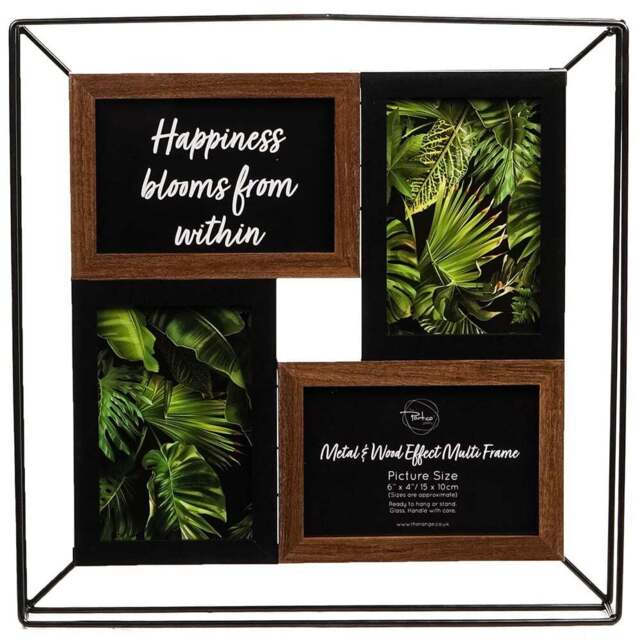 The Port. Co Gallery Metal and Wood Effect 4 Aperture Photo Frame 6 x 4 inch - Size: A6 - Multi - Wilko - image 1
