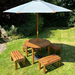 Charles Taylor Knights 4 Seater Round Garden Dining Bench Set - Brown - Wilko - thumbnail 7