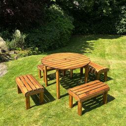 Charles Taylor Knights 4 Seater Round Garden Dining Bench Set - Brown - Wilko - thumbnail 4