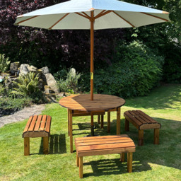 Charles Taylor Knights 4 Seater Round Garden Dining Bench Set - Brown - Wilko - thumbnail 6
