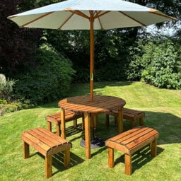 Charles Taylor Knights 4 Seater Round Garden Dining Bench Set - Brown - Wilko - thumbnail 5