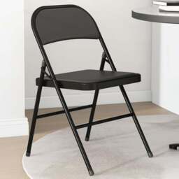 HOMCOM Set of 2 Black Metal Frame Foldable Padded Chairs with Cushioned Seat - Wilko