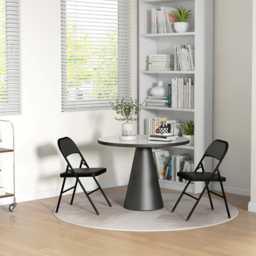 HOMCOM Set of 2 Black Metal Frame Foldable Padded Chairs with Cushioned Seat - Wilko - thumbnail 6