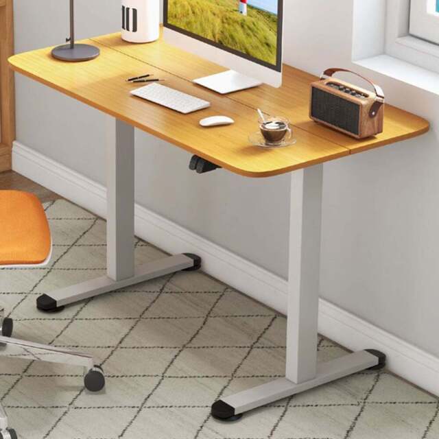 Costway Electric Height Adjustable Standing Desk with Button Controller Natural - Size: 116 x 35 x 21cm - Cream - Wilko - image 1