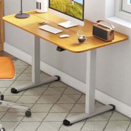 Costway Electric Height Adjustable Standing Desk with Button Controller Natural - Size: 116 x 35 x 21cm - Cream - Wilko