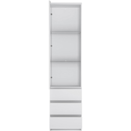 Florence Fribo Single Door 3 Drawer White Tall Narrow Display Cabinet - Size: 40 x 50 x 200cm - Wilko - thumbnail 4