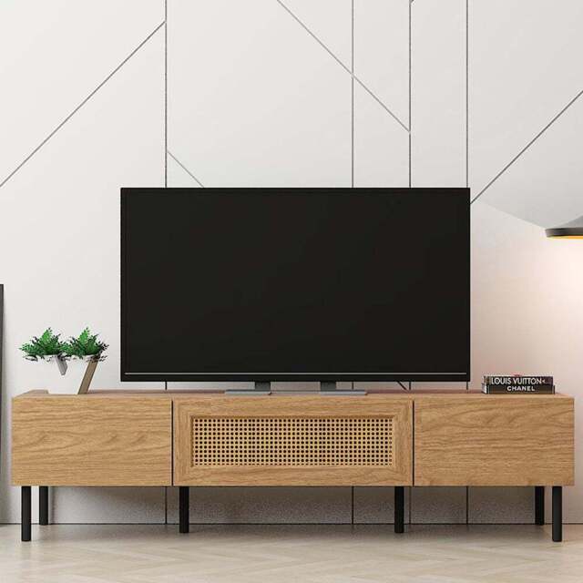 Kudl LV51 2 Door Mid Oak TV Unit - Size: 36 x 140 x 40cm - Brown - Wilko - image 1
