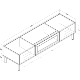 Kudl LV51 2 Door Mid Oak TV Unit - Size: 36 x 140 x 40cm - Brown - Wilko - thumbnail 5