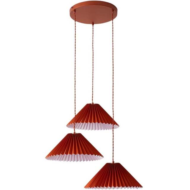 ValueLights Akira 3 Way Burnt Orange Pleated LED Ceiling Pendant Light - Size: 111 x 57 x 57cm - Wilko - image 1
