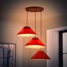 ValueLights Akira 3 Way Burnt Orange Pleated LED Ceiling Pendant Light - Size: 111 x 57 x 57cm - Wilko - thumbnail 3