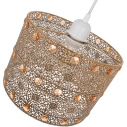 Happy Homewares Moroccan Style Chandelier Polished Gold Acrylic Gem Pendant Shade - Size: 17 x 24 x 24cm - Wilko - thumbnail 5