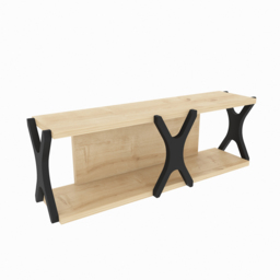 Decorotika Seza Single Shelf Oak and Black Practical Wall Mount Shelf - Size: 21.4 x 72 x 17.5cm - Multi - Wilko - thumbnail 3