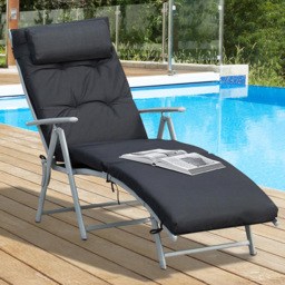 Outsunny Sun Lounger Recliner Black - Size: 100.5 x 63.5 x 137cm - Wilko
