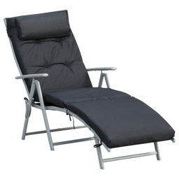 Outsunny Sun Lounger Recliner Black - Size: 100.5 x 63.5 x 137cm - Wilko - thumbnail 3