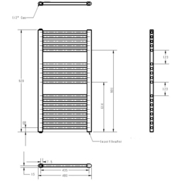 nuie White 500W Round Electric Towel Rail 920 x 480mm - Size: 9.2 x 4.8 x 0.3cm - Wilko - thumbnail 3