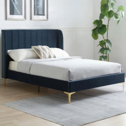 Hyacinth Super King Ink Velvet Bed Frame - Navy - Wilko - thumbnail 1