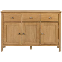 Julian Bowen Cotswold 3 Door 3 Drawer Oak Sideboard - Size: 45 x 135 x 90cm - Brown - Wilko - thumbnail 5